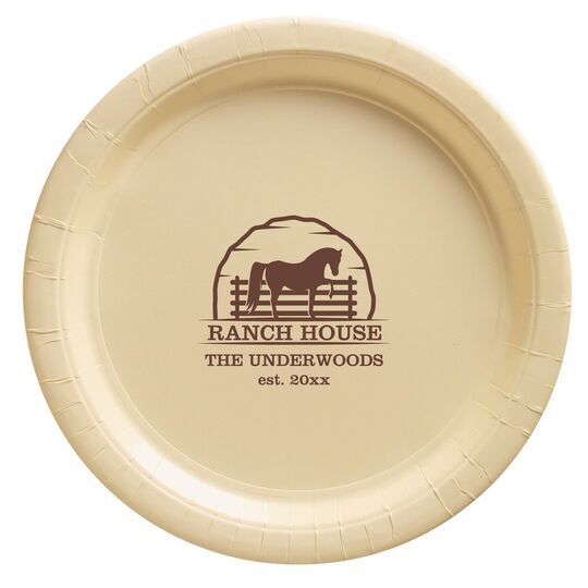 Horse Ranch House Paper Plates